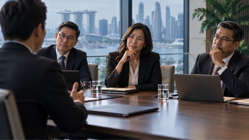 Group Of Executives Interviewing A Candidate